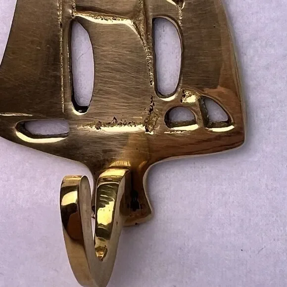 Vintage Brass Sailboat Wall Hooks Set of 2 Nautical Coastal Decor Gold - Picture 7 of 11